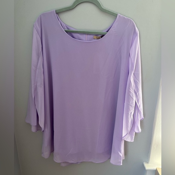 Acevog Tops - Acevog Relaxed Purple Blouse‎ with Flowing Sleeves